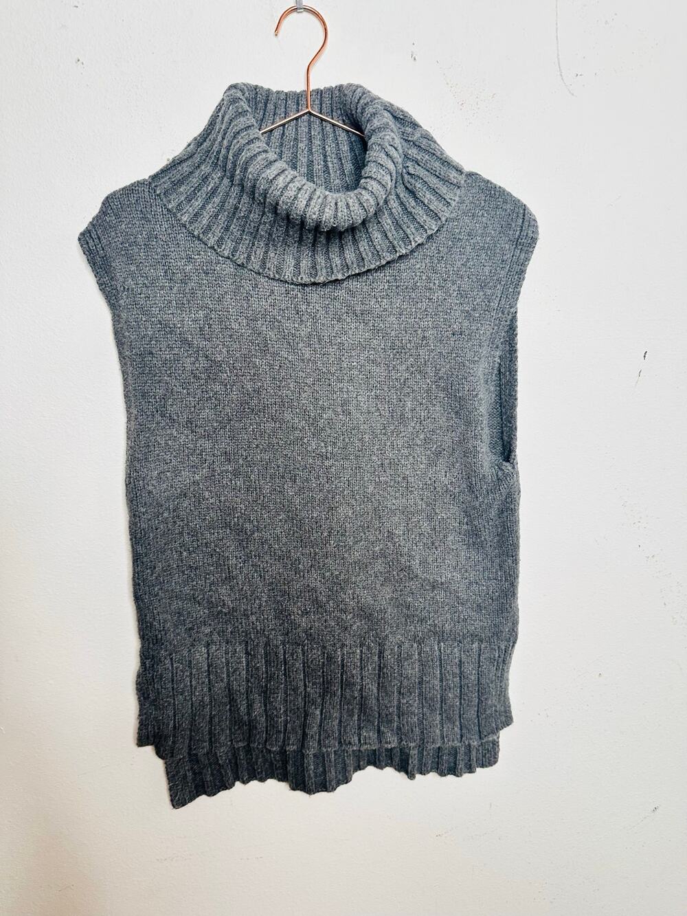 GREY Gray Sleeveless Turtleneck Wool Alpaca Blend  Loose Fitting Sweater sz XL